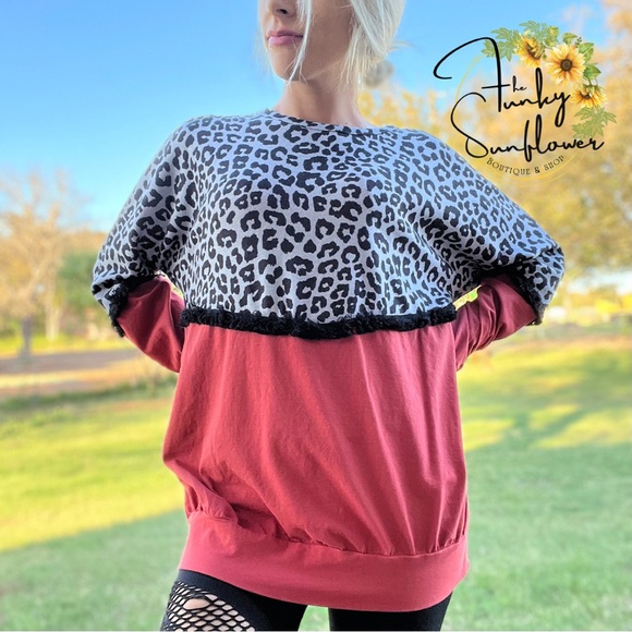 Leopard Fringe Long Sleeve Top - Picture 5 of 5